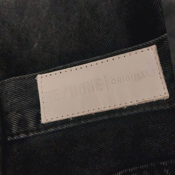 RE/DONE Originals High Rise Wide Leg Distressed Black Wash Cropped Jeans 90's si - Picture 10 of 10